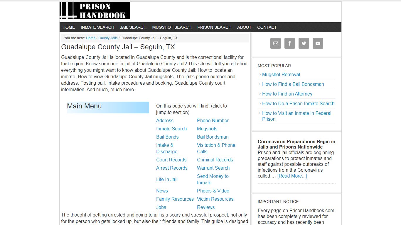 Guadalupe County Jail – Seguin, TX - Prison Handbook